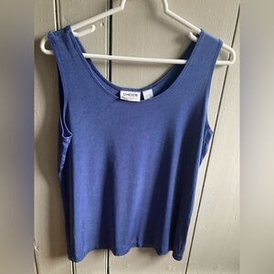 Chico's Travelers Tank Top Womens Sz 2 Blue Sleeveless Shirt Slinky L